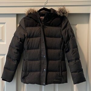 Eddie Bauer Women’s Black Puffer Jacket with Fur Hood